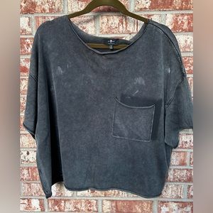 7 for all mankind cropped cutoff hem trim T-Shirt